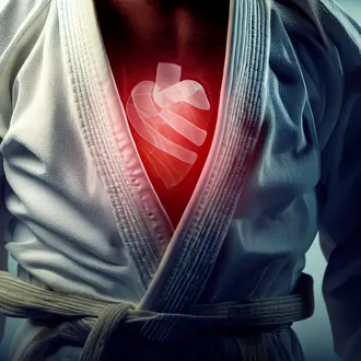 A transparent brazilian jiu jitsu gi showing a heart