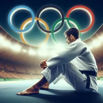 BJJ practioner under the olympic rings