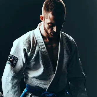 A BJJ practioner wearing a Gi 