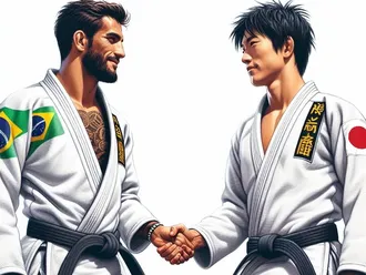 A Japanese Jujutsu practitioner and a Brazilian Jiu-Jitsu practitioner