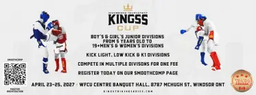 2027 KINGSS Cup - Kickboxing Tournament - Kick Light, Low Kick and K1 Divisions Available! - BJJ Tournament in Ontario 2027