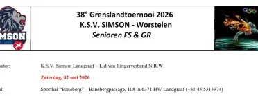 Grensland toernooi zaterdag 2 mei 2026 (org. SIMSON LANSGRAAF)